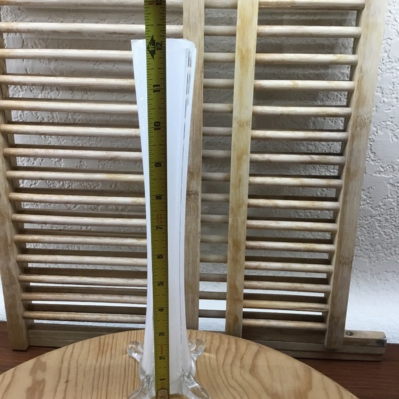 Glass Eiffel Tower Vase 12" White Encased with Clear 1" Opening and 2.75 in Base - Picture 6 of 7